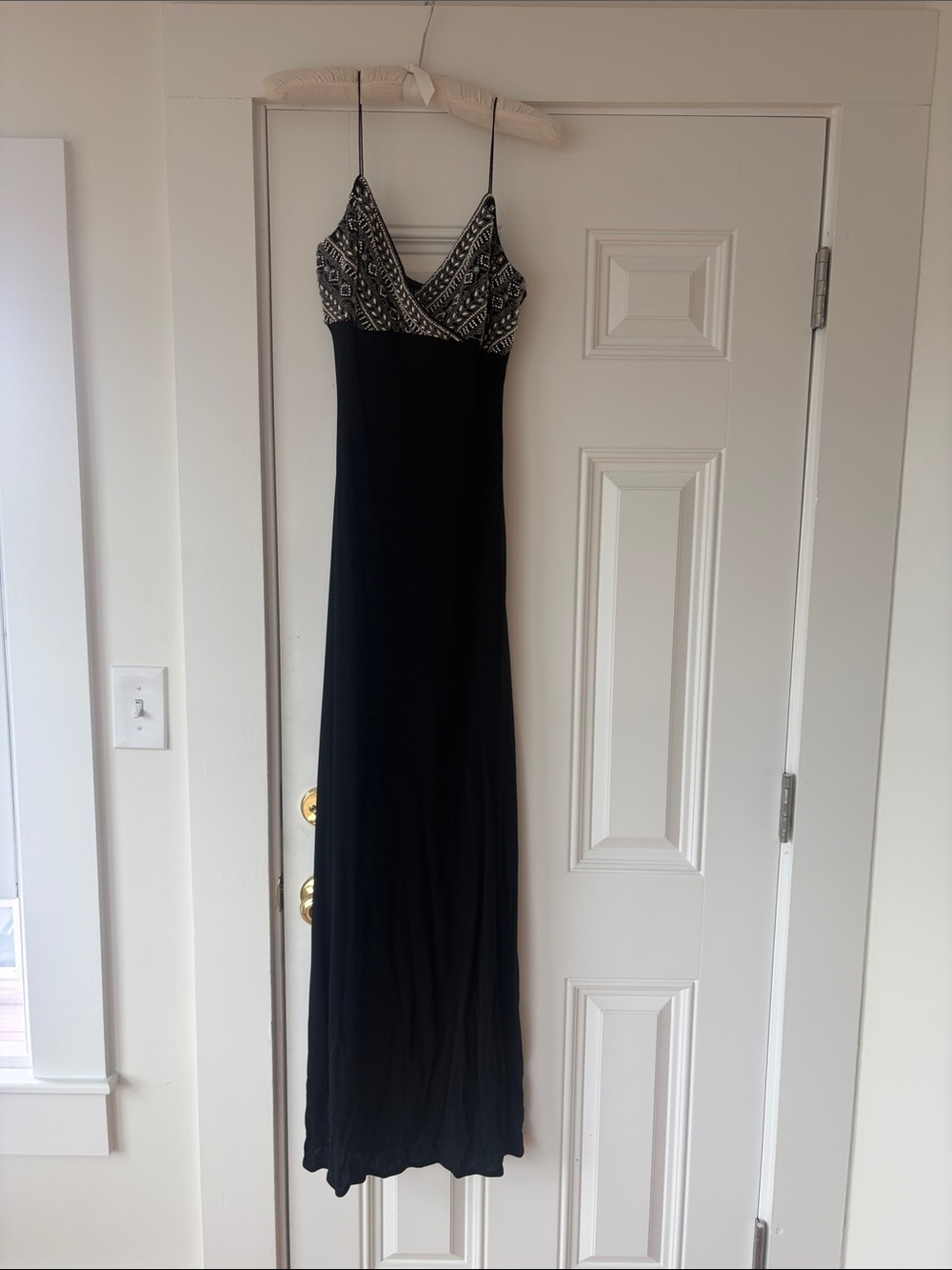 Rimini Black Beaded Evening gown  Petite Women's